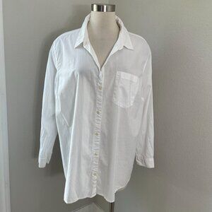 Old Navy Womens Plus 2X White Cotton The Classic Shirt Button Up Long Sleeve